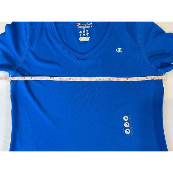 Champion Womens Performance V Neck T-Shirt Short Sleeve Pullover Blue Size Small - Picture 6 of 9